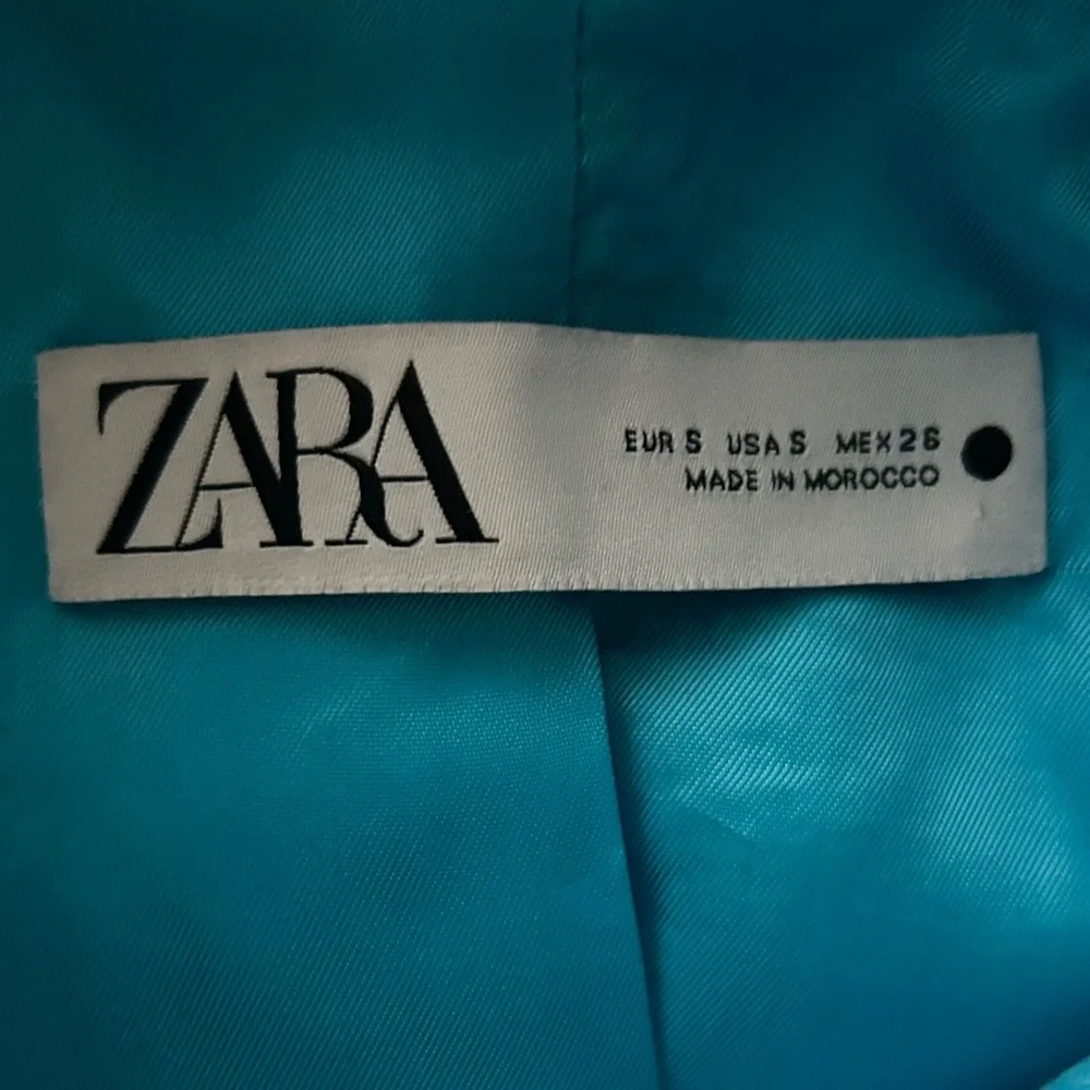 Zara Blue Tweed Cropped Jacket with Collar Size S - Picture 6 of 7